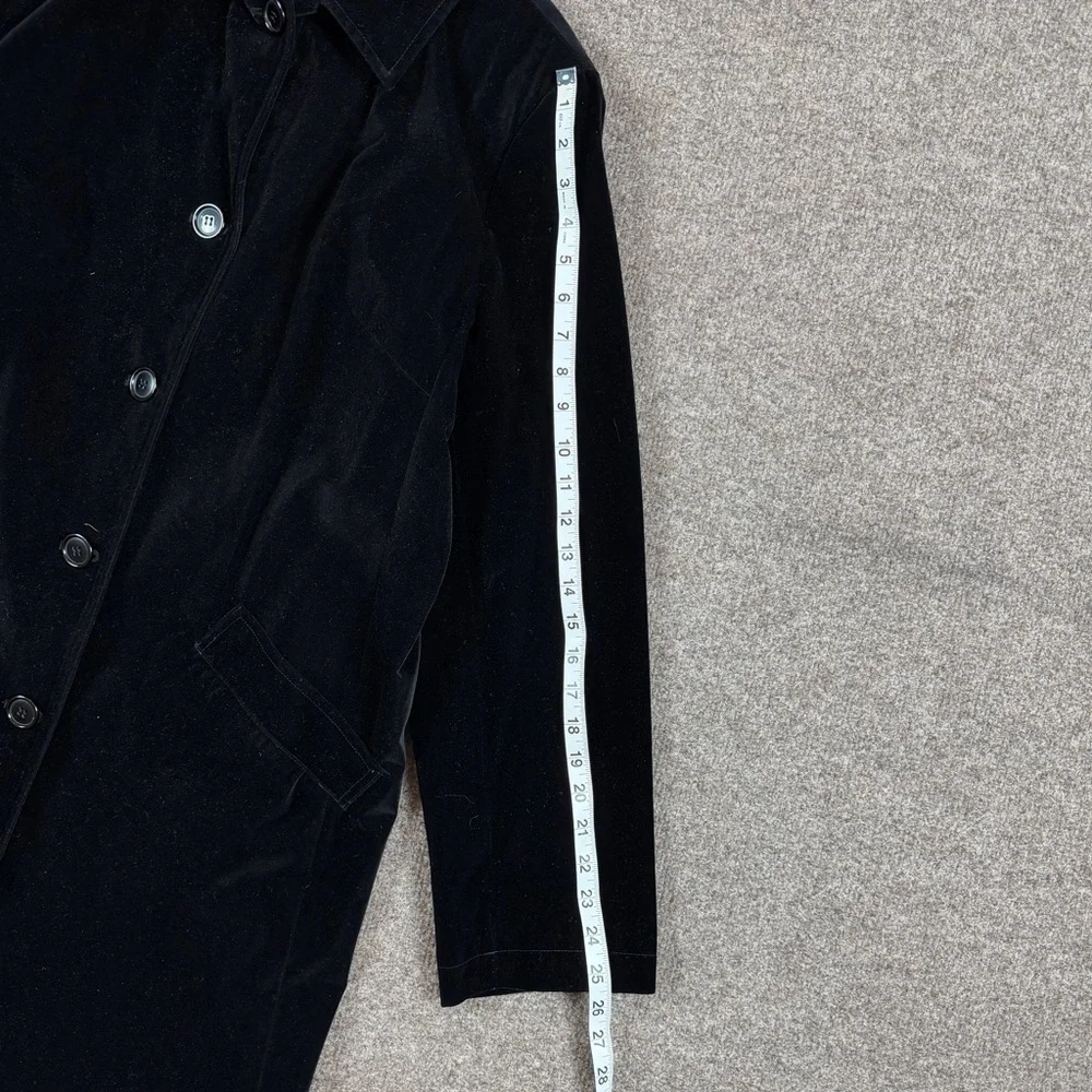 Gallery Black Velour Mid Length Single Breasted Pea Coat Women’s XL Car Coat - Picture 6 of 10